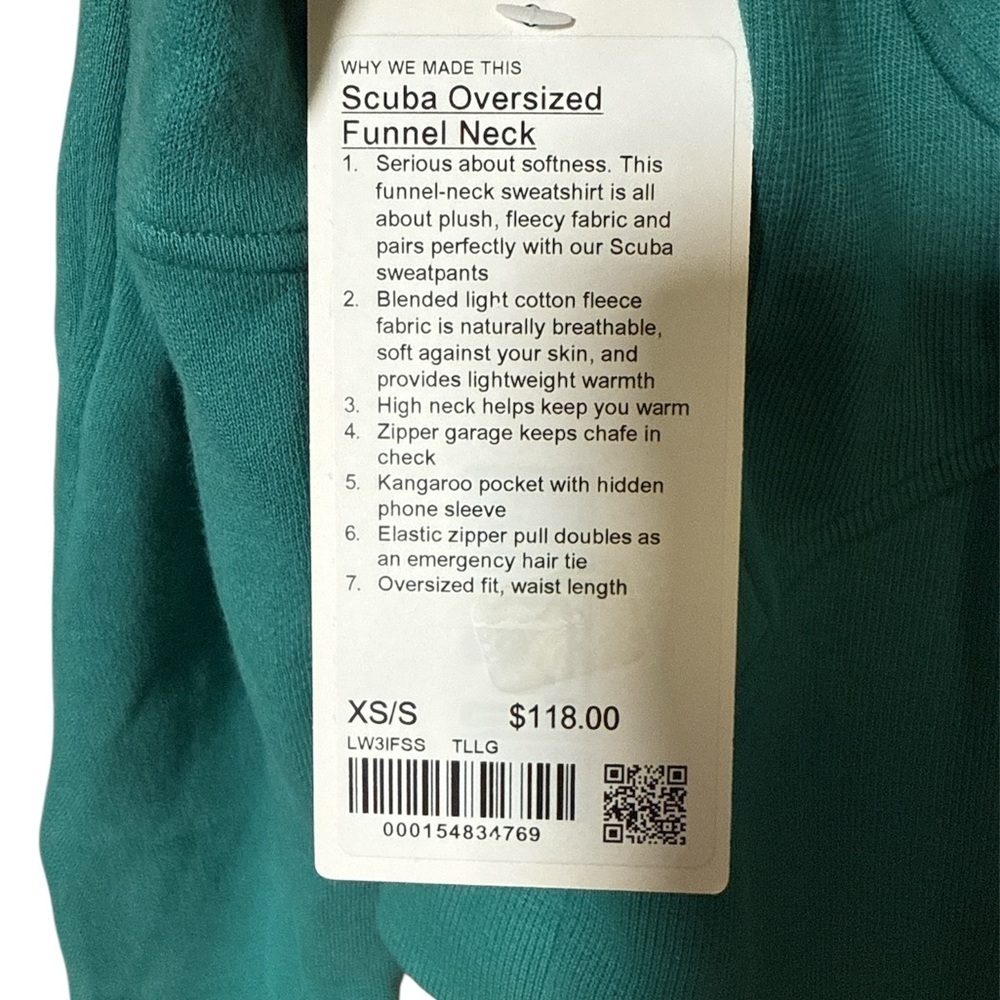Lululemon Scuba Oversized Funnel Neck Half Zip — NWT, Teal Lagoon, xs/sm - Picture 6 of 7
